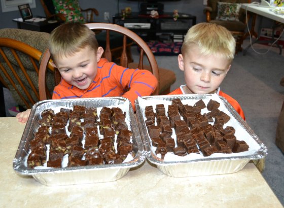 Double trouble! Gavin Quinn and Weston Oliver conspiring to devour some fudge!