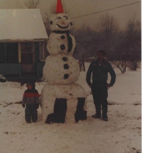 Mike and Duston, snowman building.