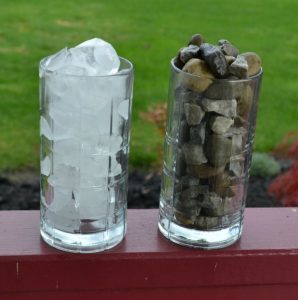 Comparing Washed Stone to Ice Cubes in a Glass